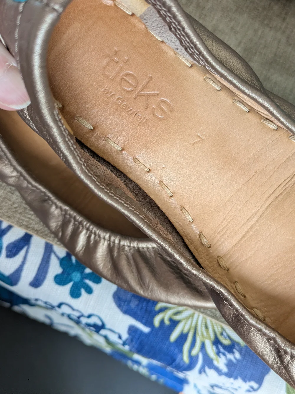 Tieks Metallic Bronze Leather Ballet Flats Size 7